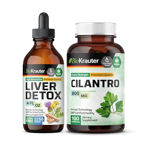 BIO KRAUTER Lever Detox Tinktur 4 Fl. Oz. & Cilantro 100 Kapsler
