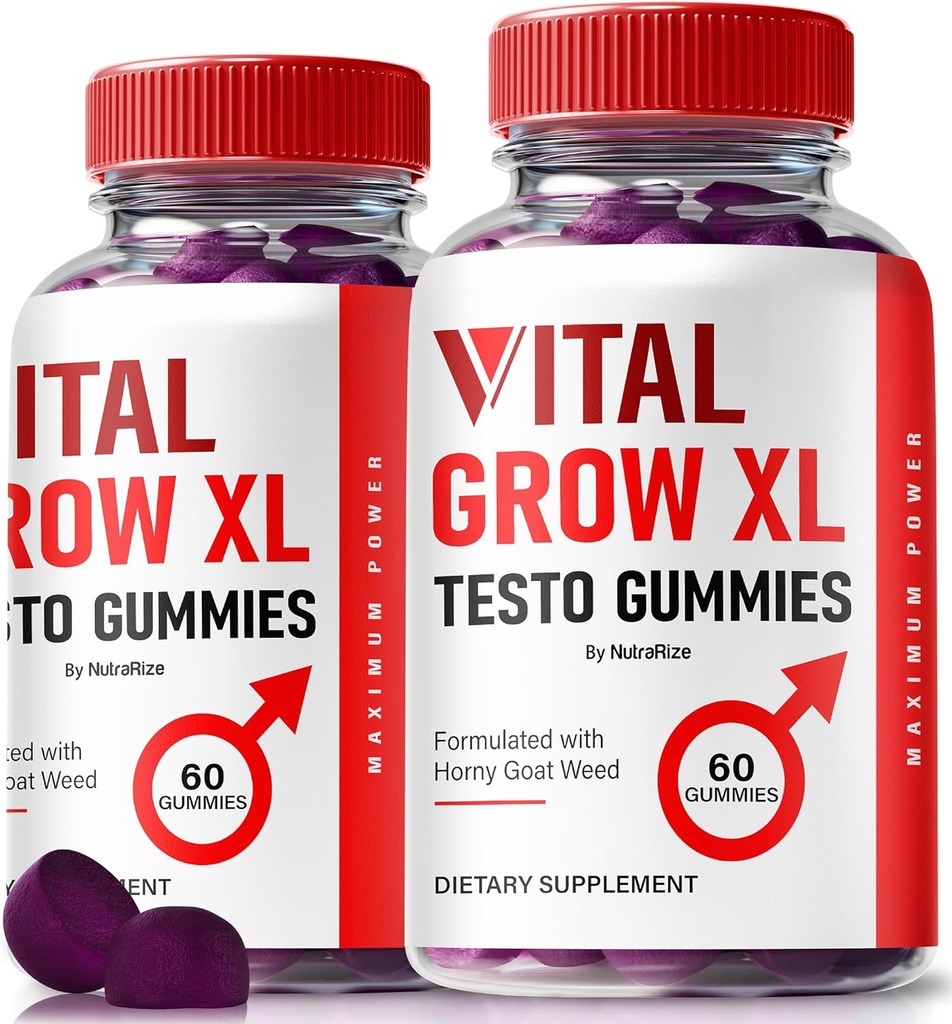(2 Pack) Vital Grow XL, Officiel Vital Grow XL Testo Gummies for Mænd, Boost Stamina og Tillid Gummy for Mænd, Vital GrowXL Mandlige Support Gomitas (120 Gummies)