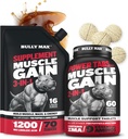 Bully Max 3- in-1 Flydende hund muskel Builder og Power Tabs (60 faner) Bundle - High Protein Supplement & Chewable Multivitaminer til muskelvækst, Energi & Inddrivelse i alle racer, Hvalpe og voksne hunde