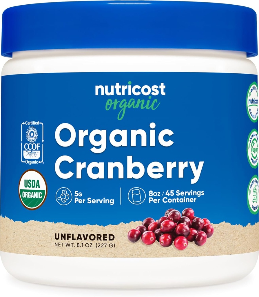 Nutricost Organic Cranberry Powder, 8 oz, 5G per Serving - Non-GMO, Gluten-Free