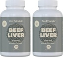 Zen Principle Beef Lever Supplement Grass- Fed, Pastor- Raised Køer. Udtørret leversupplement, ingen Hormon eller GMO. Naturlig energi fra jern, protein, vitaminer. 2-pakke, 360 kapsler.