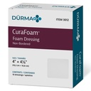 Dynarex 3012 CuraFoam Foam Dressing, Non-Bordered, Steril, Provides Cushioned and Fuist Wound Care, 4 "x 4,25", Pack of 10