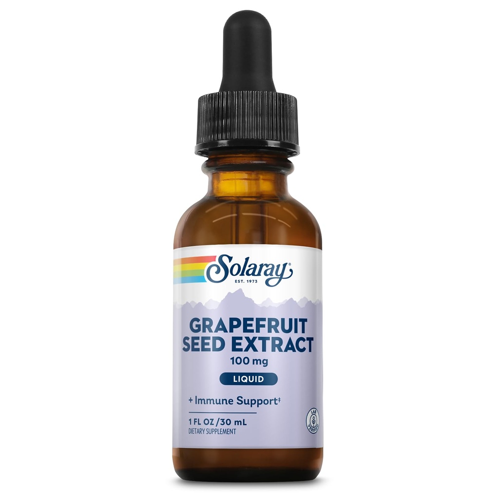 SOLARAY Grapefrugt Seed Extract Drops 100mg - Wellness Support - Praktisk Flydende Drops, 60- dag penge tilbage garanti, Lab Verified, Ca. 100 Servere, 1 FL OZ