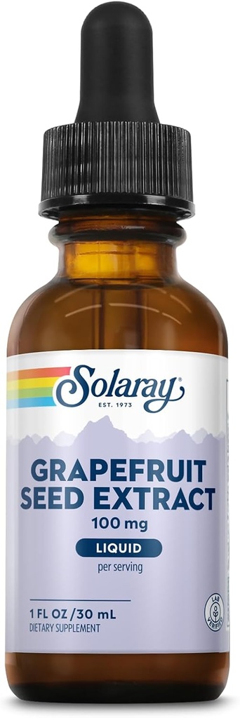 SOLARAY Grapefrugt Seed Extract Drops 100mg - Wellness Support - Praktisk Flydende Drops, 60- dag penge tilbage garanti, Lab Verified, Ca. 100 Servere, 1 FL OZ