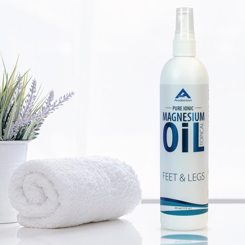Magnesium Oil Spray til Feet og Legs Budding 124; Big 12oz Flaske Budding 124; Fremstillet i USA Buddy 124; topisk Ionic Magnesium Chloride Lotion til Kropsjob Buddy 124; fremmer afspænding, Relief fra Muscle Crampe Buddy 124;