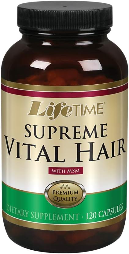 LIFEMTIME Supreme Vital Hair Budd124; Understøtter sundt hår, negle & Hud Budd124; Biotin, MSM, Vitamin B, C, & A, Zink, Horsetail & Mere Budding124; 120 Capsule, 30 Servering