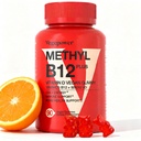 Vegansk vitamin D3 & B12 Gummies, Methyl B12 supplement til voksne og børn, forstærket med vitamin D 3 for naturlig energi, immunforsvar, Metabolisme & fokus, Orange, 90 Gummies