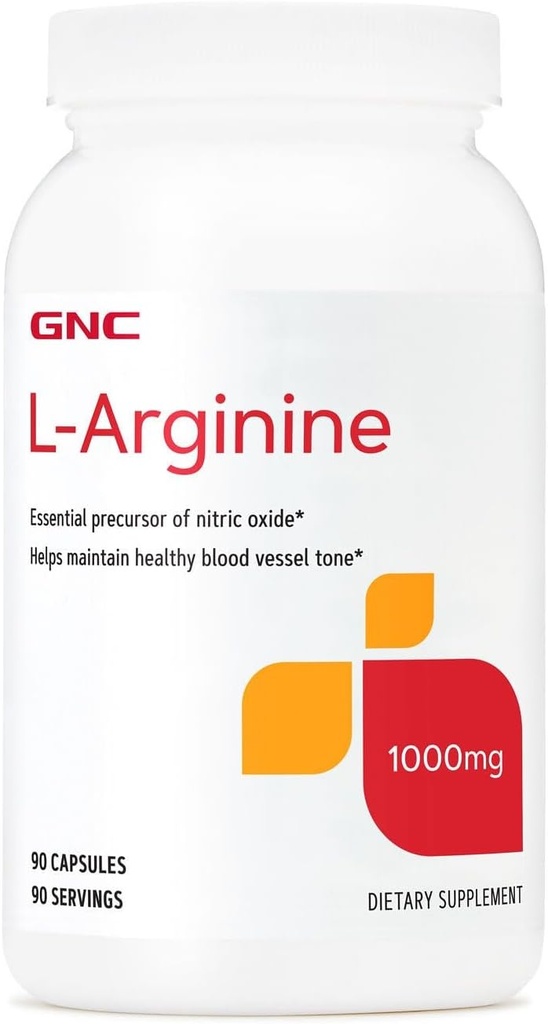 GNC L Arginin 1000mg tillæg, understøtter sunde blodkar Tone, 90 Servering
