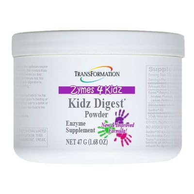 TRANSFORMATION THE GENESIS OF GOOD HEALTH Enzymes Digest Powder, Natural Digestive Support for Kids, Supports Healthy Digestion & Alleviate The Symptoms of Gas, Cramping, Bloating, Easy to Mix, 47g