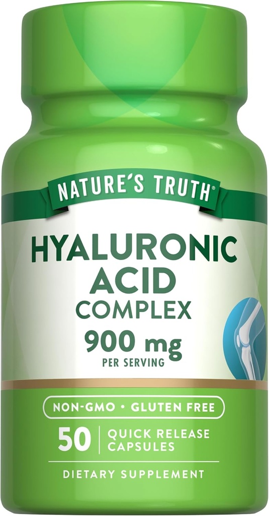 Naturens sandhed Hyaluronsyre med kollagen & MSM; 124; 900mg • 124; 50 kapsler • 124; Non- GMO & Gluten Free Supplement