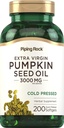 Piping Rock Pumpkin Seed Oil Softgel Kapsler 124; 3000mg ttesmå 124; 200 Greve 124; Cold Pressed Herbal Support 124; Ekstra Jomfruolie 124; Non- GMO, Gluten Free