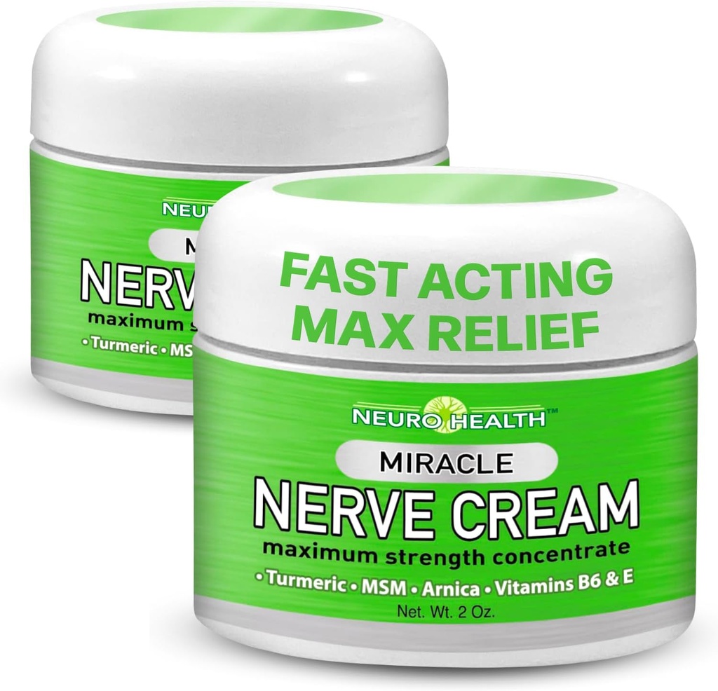 Miracle Nerve Cream - Maksimal styrke - Gurkemeje og Arnica Blend for neuropati discomfort Relief - Lindrende Foot & Hand Formel med MSM, B6, E - Made in USA - 2 Pack