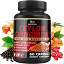 Ceylon kanel kapsler med Berberine HCl, Apple Cider Vincils, gurkemeje, Ginseng, Black Pepper - 6in1 for support immunfunktion - 60 Greve