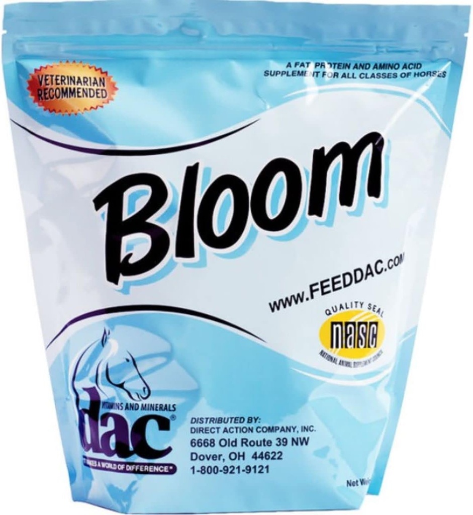 DAC Bloom 5 LB Hestevægt Gain Calorie Hoof Skin Coat Fedt Supplement