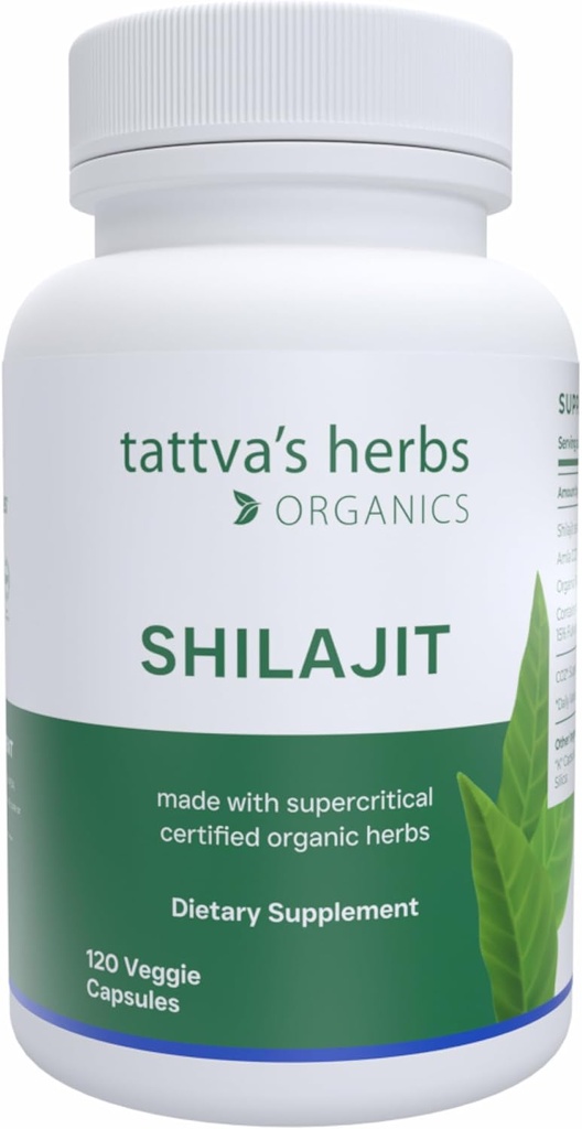 Tattva 's urter Shilajit Herbal Supplement, Shilajit for mænd og kvinder, Himalayan Shilajit Kapsler, Shilajit Extract, 1 Pack, 120 Greve, 25 År Premium Service