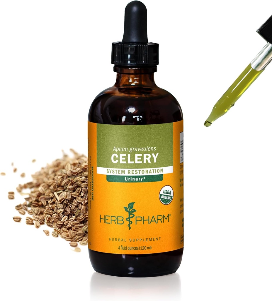 Herb Pharm Certified Organic Selleri Seed Liquid Extract for Urinary System Support - 4 Ounce