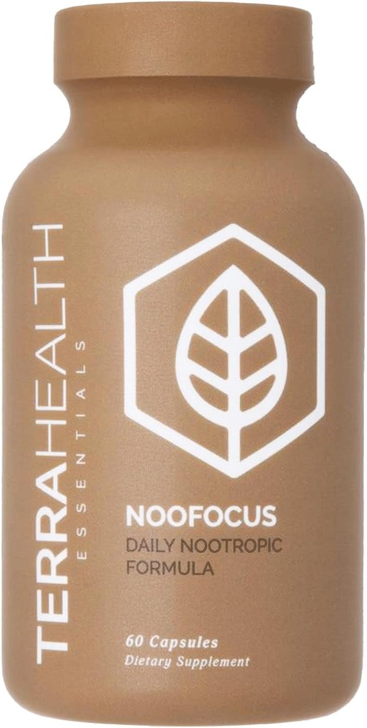 Terra Health Essentials NOOFOCUS - Nootropics Brain Support Supplement med adaptogene svampe, Alpha- GPC, Gotu Kola, L- Theanine for Focus & Memory - All Natural, 30 Day Supply