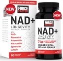 FORCE FACTOR NAD + (NMN eller Nicotinamid Riboside Alternative) med Resveratrol, Astaxanthin, Spermidin & Luteolin Complex, NAD til støtte Cellulær sundhed og sund aldring, 60 kapsler