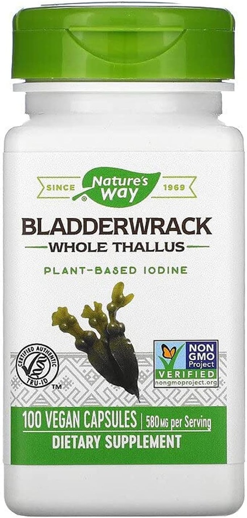 Nature 's Way Premium Herbal Bladderwrack Whole Thallus 580 mg, 100 Greve (pakke med 2)