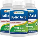 Bedste Naturals Folinsyre 1000 mcg (vitamin B9), 240 tabletter (1000 mcg (pakke med 3))