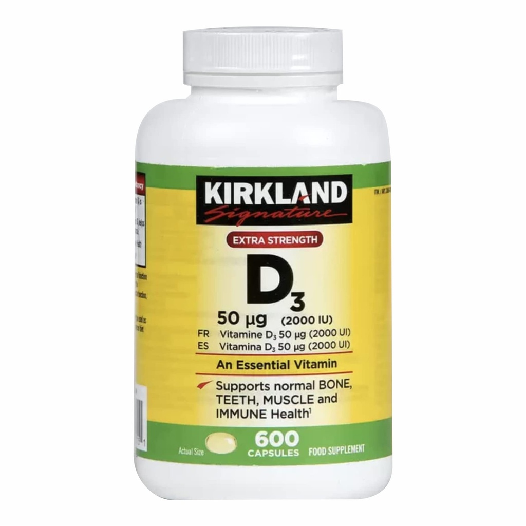Kirkland Maximum Strength Vitamin D3 600 Softgels (pakke med 2)
