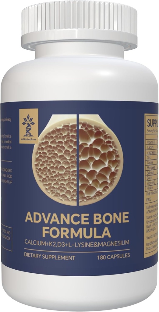 Stærkere Bones Vitaminer og tillæg Advanced Formel med essentielle næringsstoffer, herunder Vitamin D3, Calcium, Magnesium, Zink, Kobber, Mangan, Selen, Bor, Vitamin K2 MK7, og L- Lysin