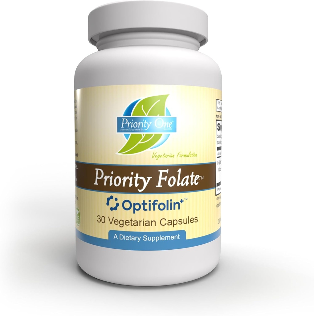 Prioriteret 1 vitaminer - Prioriteret Folat 30 kapsler - Superior Folate Supplementering med Optifolin + ™ 5MTHF Folat *
