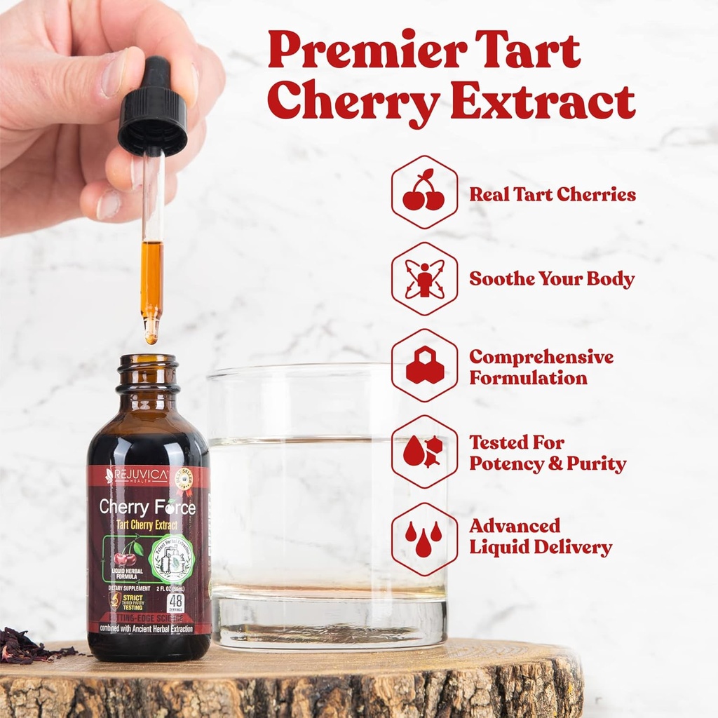 Advanced Tart Cherry Extract - Real Tart Cherries - Rich in Phytonutrients - Flydende ekstrakt for bedre absorption
