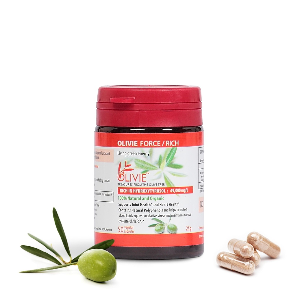Organic Olive Leaf Extract Kapsler Olivie Force / Rich Note 124; Antioxidant Polyphenol Supplement for voksne