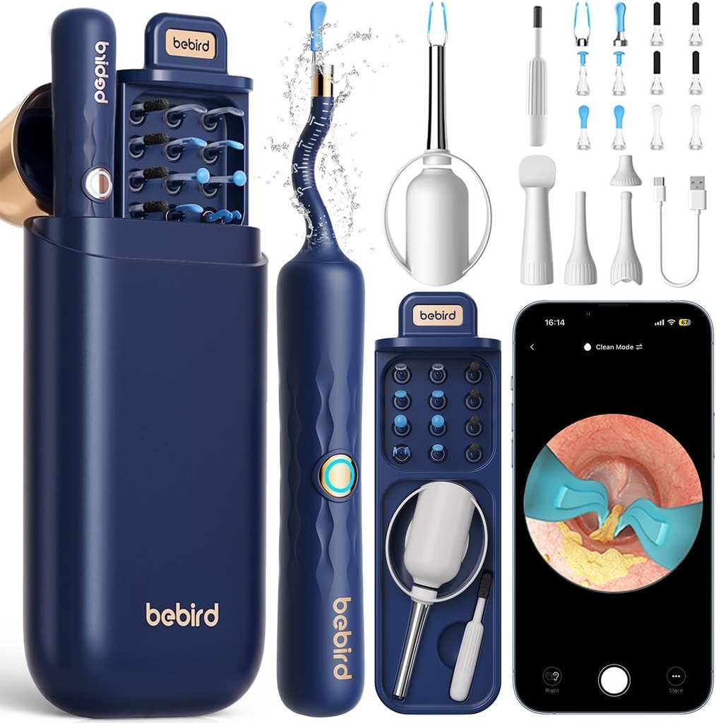 Bebird Earsight Plus D39R Ear Wax Removal Tool Camera, FSA HSA Støtteberettigede elementer, Ear Cleaner med Fleksible Ear Camera Otoscope, Visual Ear Pick Tweezers Wax Remover, Ear Rengøring Kit til familie