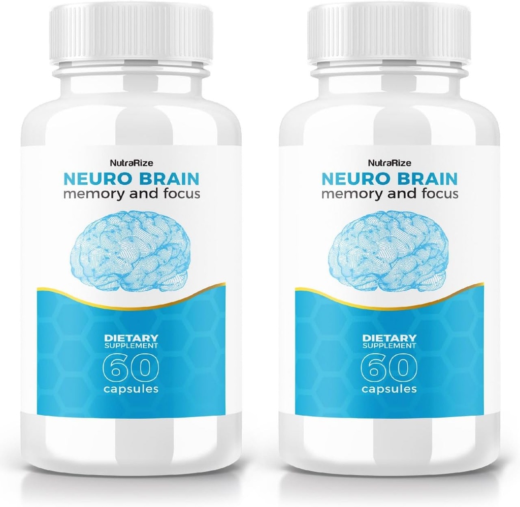 (2 Pack) Neuro Brain Capsules - Daglig formel med en afbalanceret blend for fokus, koncentration og skarphed