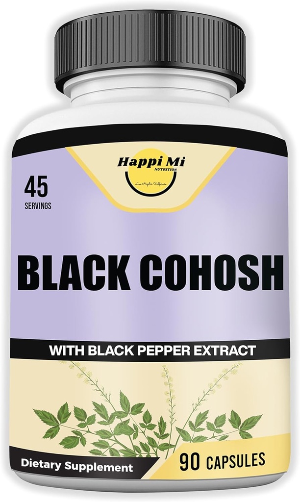 Black Cohosh Made with Organic Black Cohosh Root 1300MG per Serving, Balance Hormones, Natural Menopause & Menstrual Support, Women Health Support, 90 Vegan Capsules, 45 Servings