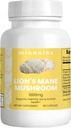 Organic Lions Mane Mushroom Capsules 1000mg - Kognitiv Support, Neurobeskyttende Nootropics, 60 Vegan Caps