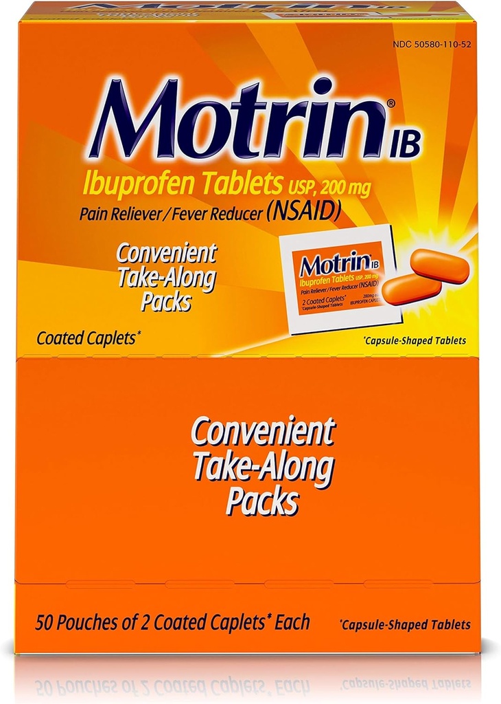Motrin IB 48152 Ibuprofen Tablets, 2 Greve (pakke med 50)