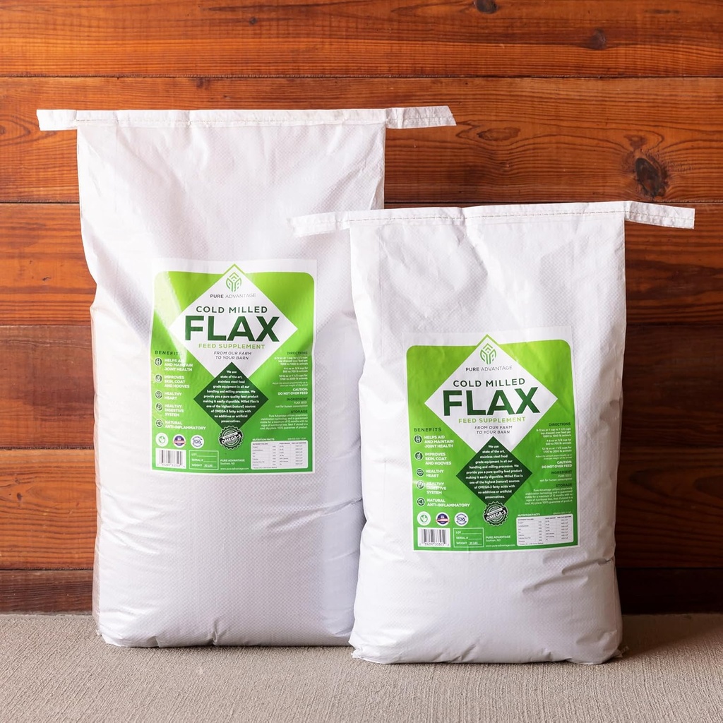 Naturlig, ikke-GMO kold smeltet hør supplement (25lb) for heste / store dyr. Protein, Fiber & Omega 3 Fedt til sundt fordøjelsessystem & led. Besøg pure- favorage.com for rabatter.