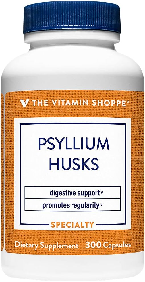 The Vitamin Shoppe Psyllium Husks – Plantago Ovata Fiber Supplement That Supports Regularity & Healthy Cholesterol, 840 mg per Serving - Gluten Free (300 Capsules)
