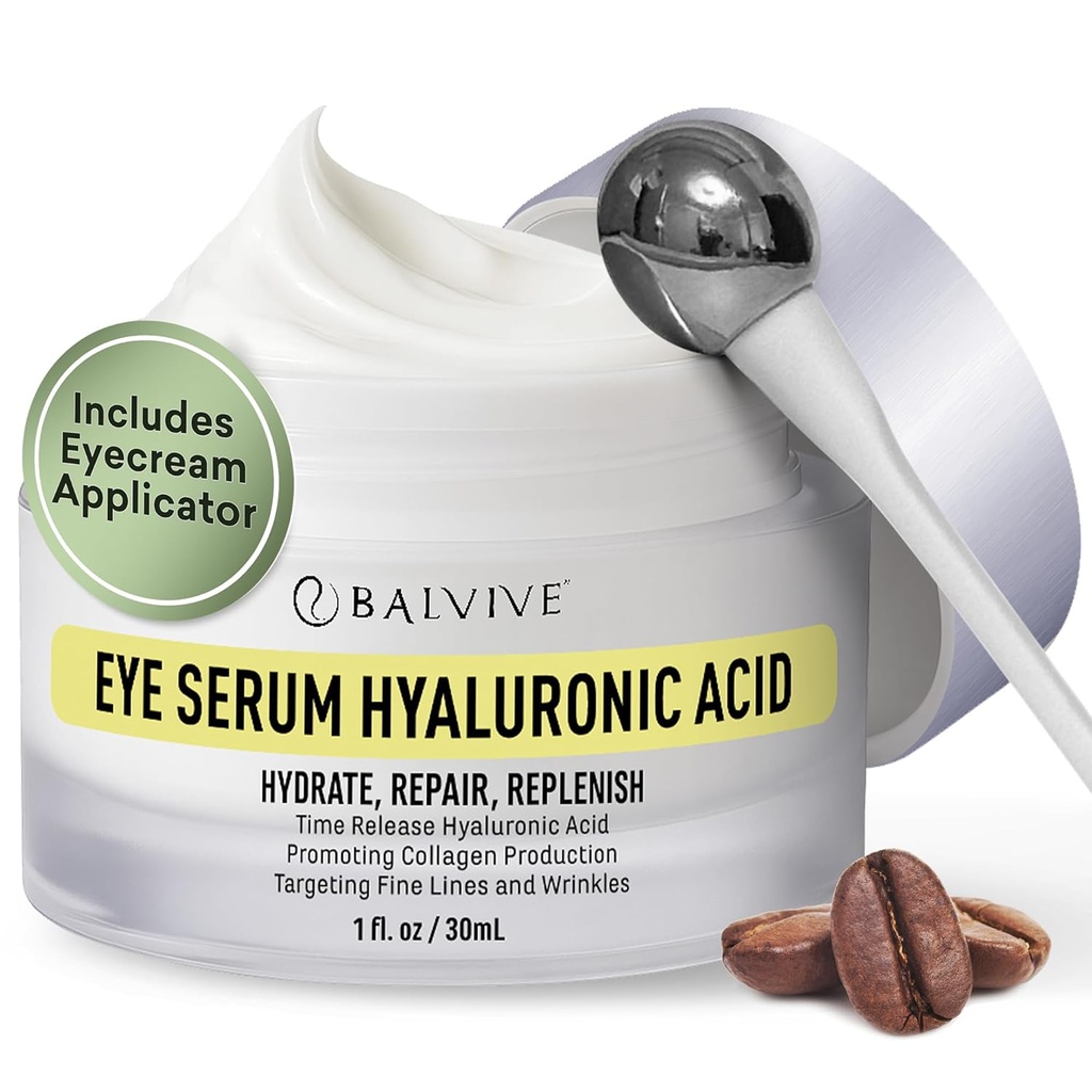 Koffein Under Eye Cream til mørke cirkler, Puffiness, Rynker, Tasker Under Eye & Fine Lines med Retinol & Multi- Peptider - lysning, Hydrating & Revitalisering for kvinder & mænd, 30ml