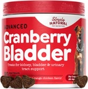 HundeUTI Behandling - Cranberry supplement til hunde, Naturlige Antibiotika til hunde til at lindre hund urinvejsinfektion, Understøtter Brege, Nyre & Immunsystemet - 90 Cranberry Chews