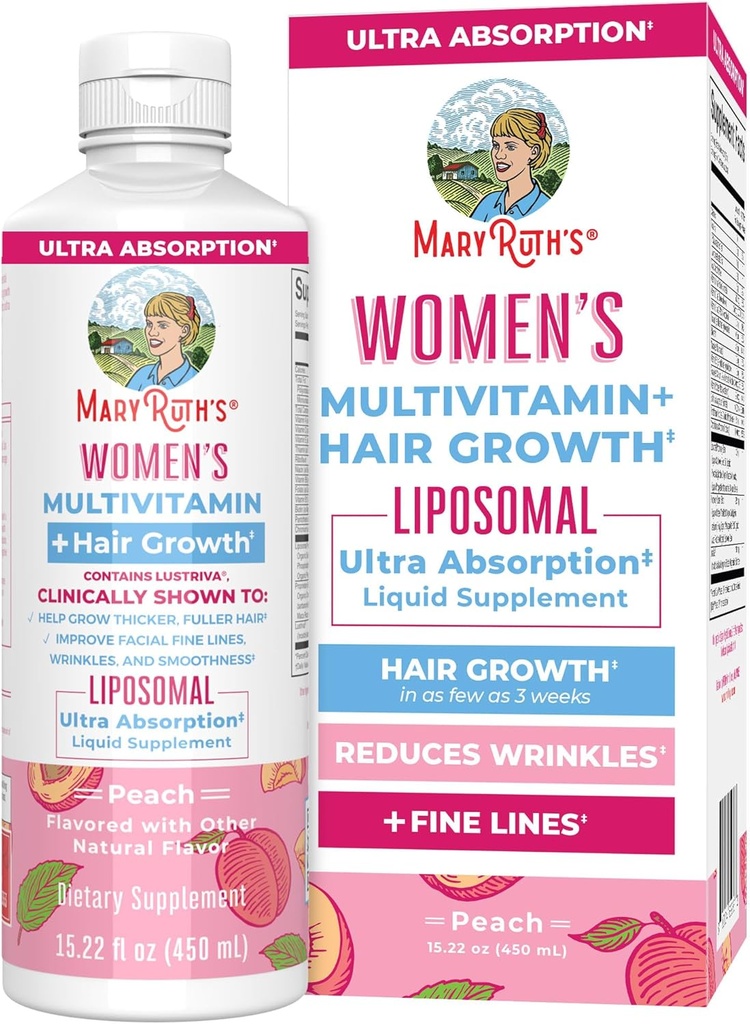 MaryRuth Organics Women 's Multivitamin + Lustriva hårvækst Liposomal MSD 124; Biotin 10000mcg