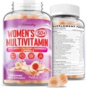 Multivitamin gummies for Women 50 Plus - med Omega 3, Coenzym Q10, Jern, Calcium, Zink, vitamin A, C, D3, E, K2, B Complex, Folate - Multi Vitamin & Minerals for Energy, Skønhed, Immun, Sugar Free