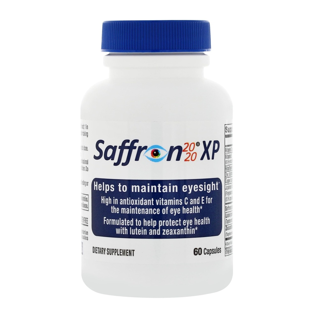 Safran 2020- XP tillæg med safran, Resveratrol, vitaminer og mineraler, Zeaxanthin og Lutein -60 Vegetariske kapsler