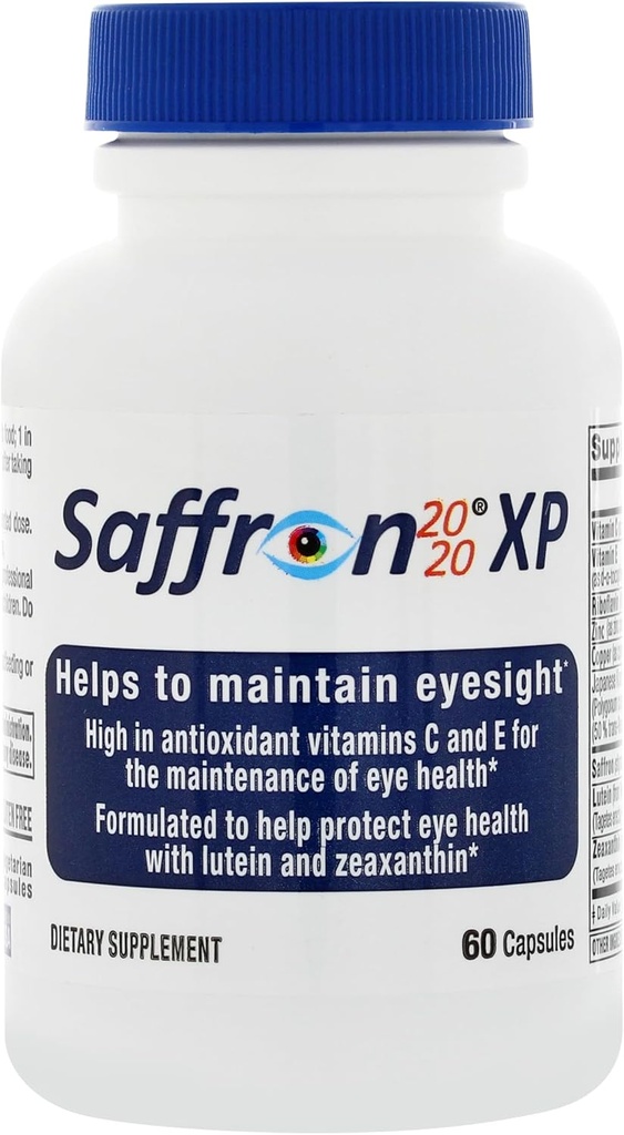 Safran 2020- XP tillæg med safran, Resveratrol, vitaminer og mineraler, Zeaxanthin og Lutein -60 Vegetariske kapsler