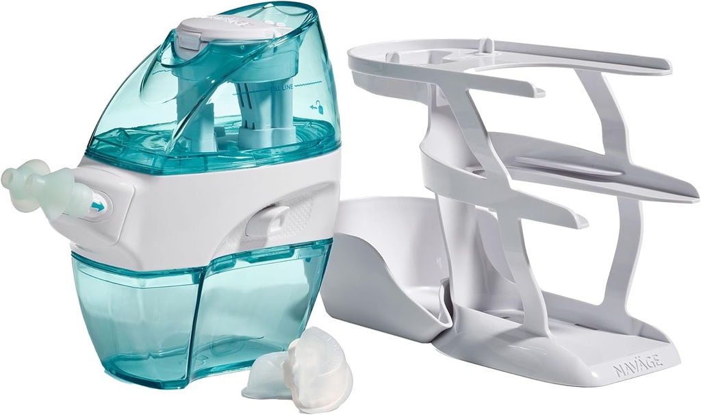 Navage Essentials Bundle - Nasal kunstvanding System - Saline Nasal Rinse Kit med 1 Navage Næse Cleaner, 30 salt Pods og 1 Countertop Caddy