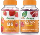 Lifeable Vitamin B6 + hvidløg 1000mg, Gummies Bundle - Great Tasting, Vitamin Supplement, Gluten fri, GMO fri, tyggetabletter