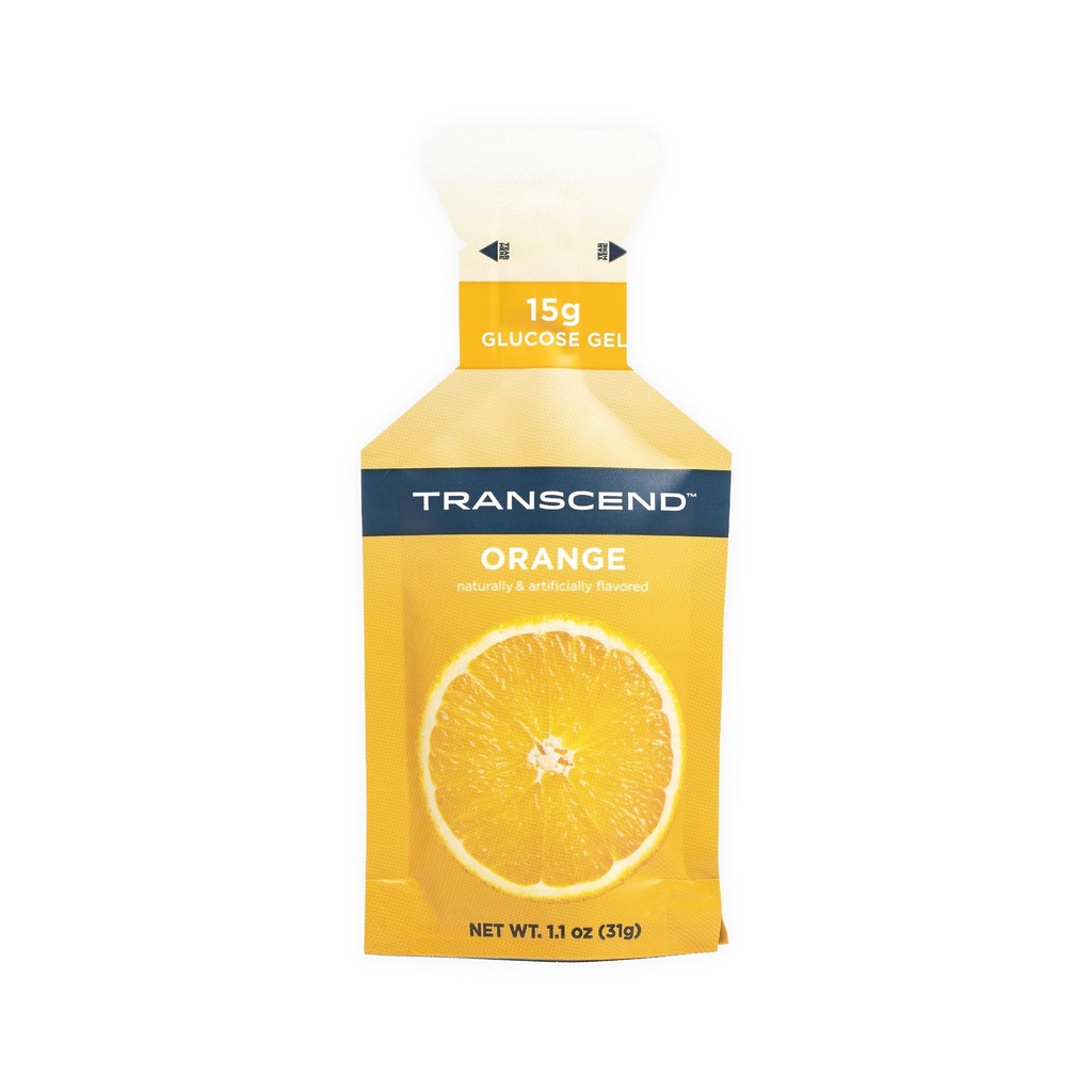 Transcend Foods Orange Gel (1.1 oz, pakke med 24) Fast- Actioning Carb Gel Orange Flavor - Koffein Free, Gluten Free