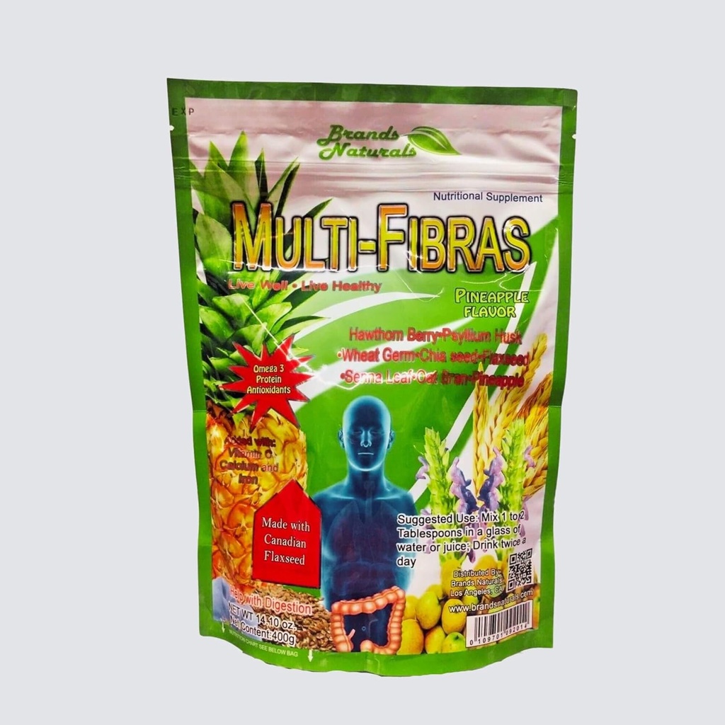 Generisk Brands Naturals Multi- Fiber (Multi- Fibras) Ananas Flavor Omega 3 Canadiske Flaxseed Psyllium Husk Powder 14.10 oz.