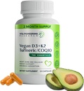 5- in-1 D3- vitamin 2000IE + K2Vital vitamin K2 med gurkemeje og COQ10 - med Avocado pulver til forbedret absorption - hjerte, ben, cellular sundhed støtte