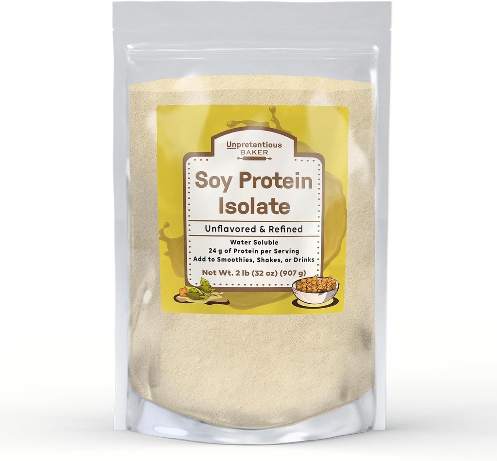Uprætentiøs Baker Soy Protein Isolate (2 LB), God kilde til protein & jern, Smoothies, Shakes