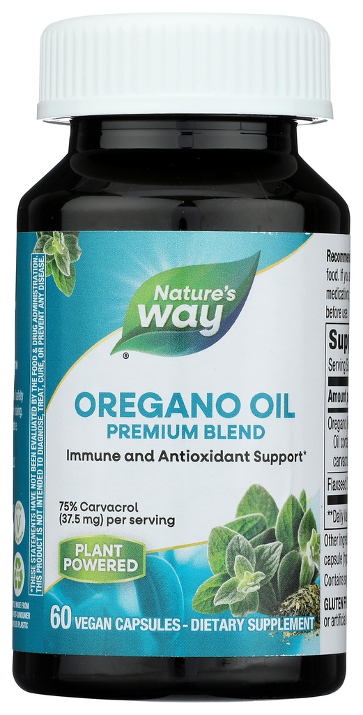 Nature 's Way Oregano Oil, immun og antioxidant Support, * 75-85% Carvacrol per Serving, Gluten Free, 60 Veganske kapsler